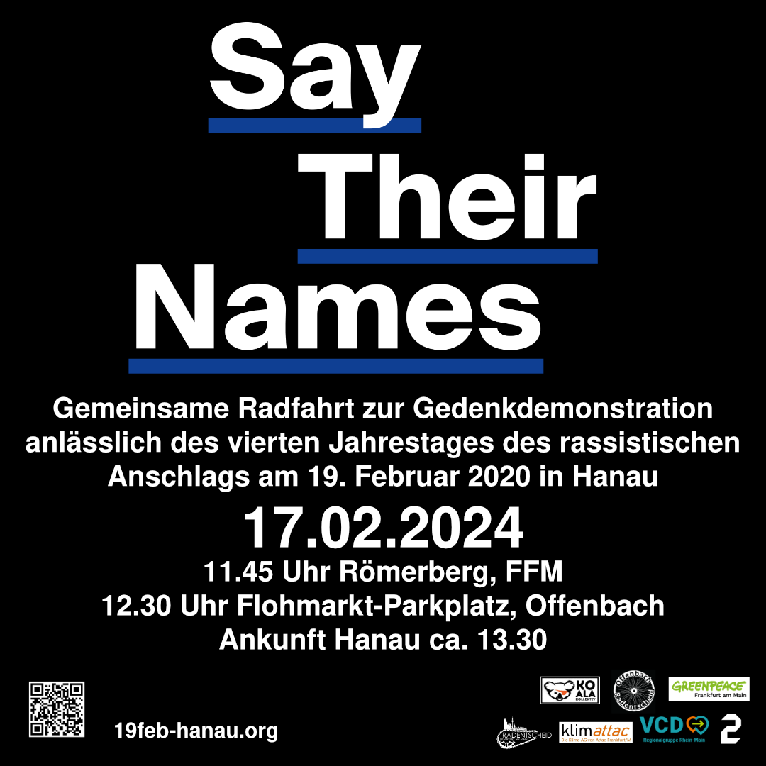 Say Their Names! Gemeinsam nach Hanau am 17.2.!